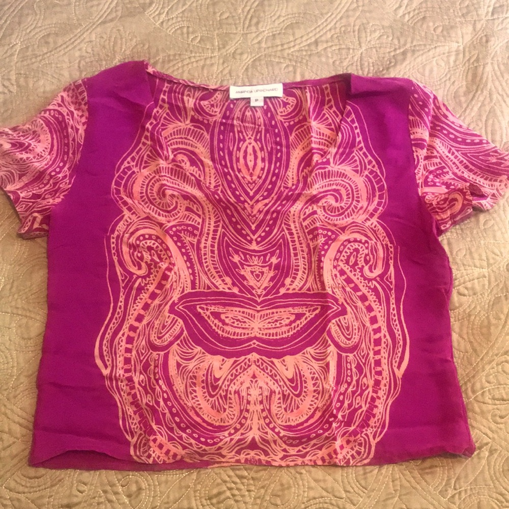 EUC 100% Silk Amanda Uprichard Crop Top
